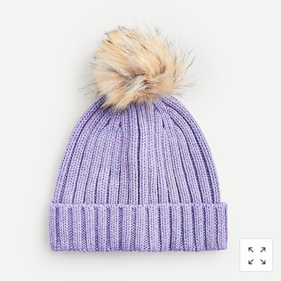 J. CREW Ribbed Beanie With Faux-Fur Pom-Pom